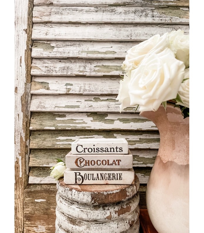 Antique English Ironstone, Rare Rectangle stack of 3 - Croissants, Chocolat, Boulangerie - An Instant Collection